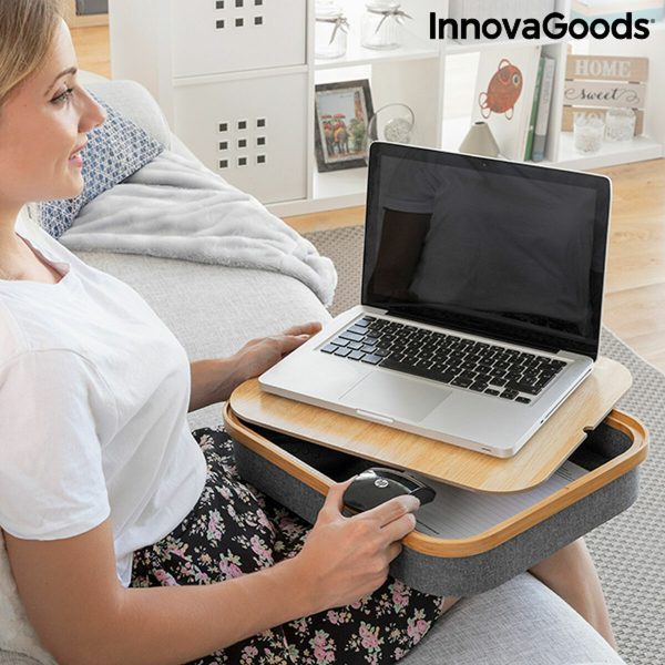 Portable Laptop Desk with Storage Tray Larage InnovaGoods Grey (Refurbished B) Sale