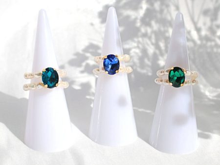 3 Shades Blue CZ Freshwater Pearl Rings Supply