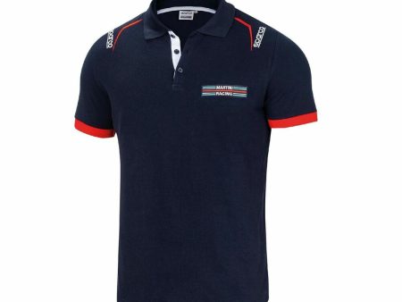 Men’s Short Sleeve Polo Shirt Sparco Martini Racing Navy Blue Fashion