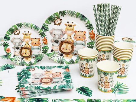 Jungle Safari Birthday Decorations Animal Disposable Tableware Forest Woodland Baby Shower Boy 1 2 3 4 5 Birthday Party Supplies Online