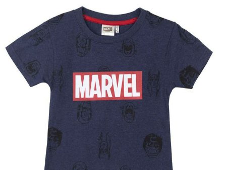 Child s Short Sleeve T-Shirt Marvel Dark blue Cheap