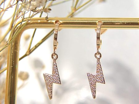 24 Karat CZ Lighting Bolt Earrings For Cheap