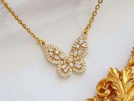 24K Butterfly Pendant Necklace For Cheap