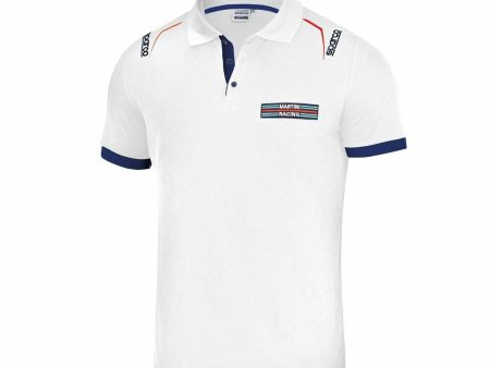 Men’s Short Sleeve Polo Shirt Sparco Martini Racing White (Size M) Online Hot Sale