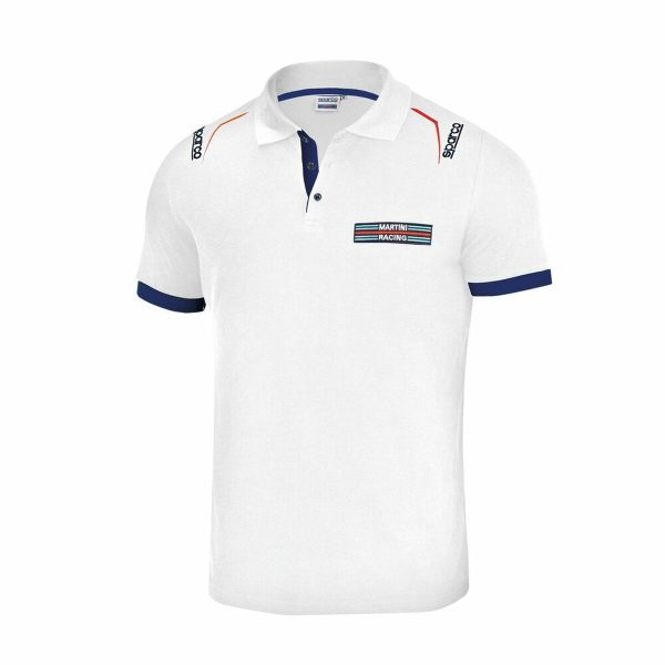 Men’s Short Sleeve Polo Shirt Sparco Martini Racing White (Size M) Online Hot Sale