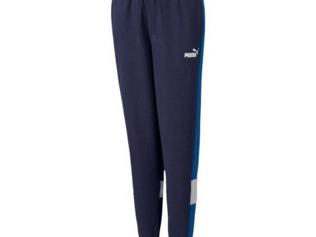 Children s Tracksuit Bottoms Puma Essential+ Colorblock Dark blue For Cheap