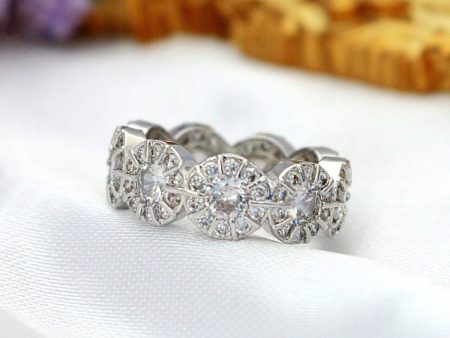 925 Silver Circle Cubic Zirconia Band Ring For Cheap