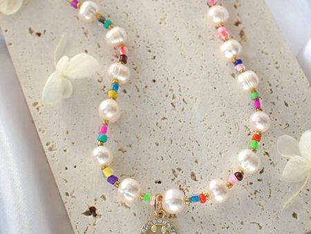 24 Karats Gold Freshwater Pearls & Colorful Beads Choker For Sale