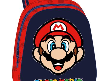 3D Child bag Super Mario Red Navy Blue 27 x 33 x 10 cm Fashion