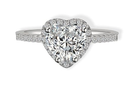 925 Silver Halo Heart Ring on Sale