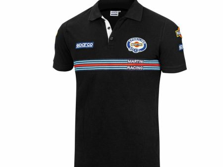 Men’s Short Sleeve Polo Shirt Sparco Martini Racing Black on Sale