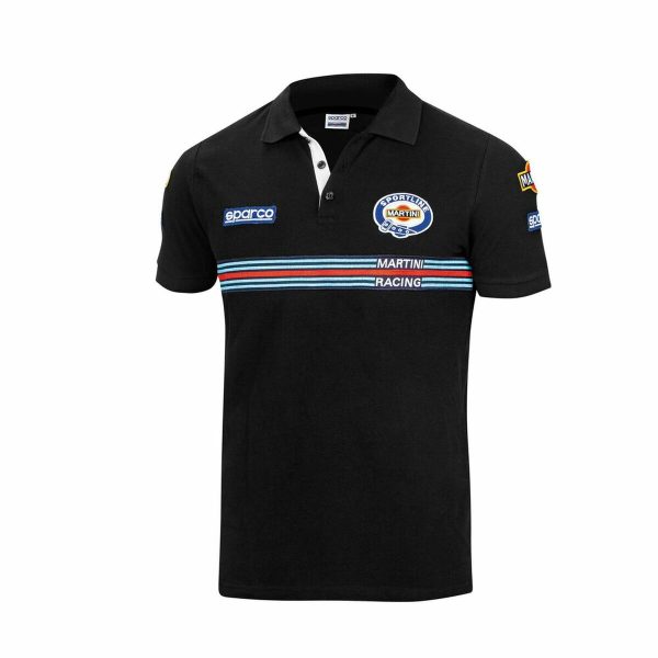 Men’s Short Sleeve Polo Shirt Sparco Martini Racing Black on Sale