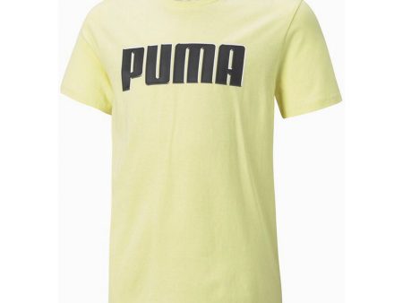 Child s Short Sleeve T-Shirt Puma  Alpha Graphic Yellow For Cheap