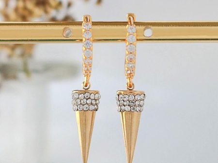 24 Karats Cubic Zirconia Spike Cone Hoop Earrings Discount