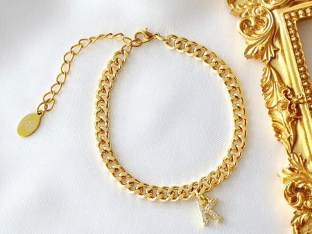 Custom Initial 24 Karats Thick Cuban Chain Bracelet Cheap