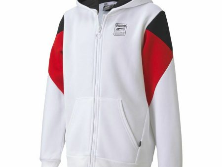 Children s Sports Jacket Rebel Puma Block Full-Zip Hoodie  White Discount