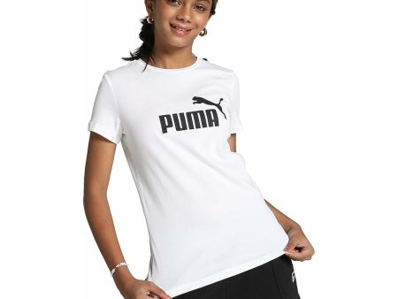 Child s Short Sleeve T-Shirt Puma 587029 White Online Hot Sale