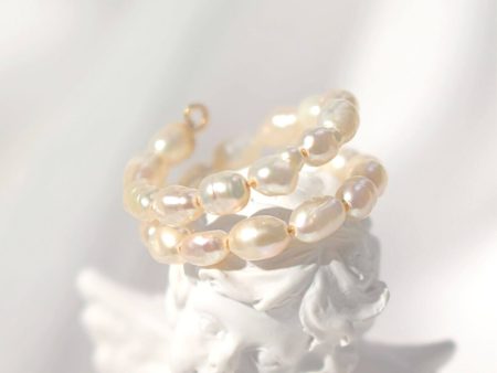 18 Karat Freshwater Pearls Spiral Adjustable Ring on Sale