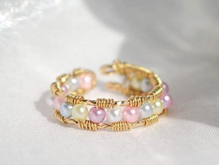 18 Karat Pastel Rainbow Hand Wired Band Ring Online