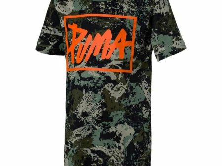 Child s Short Sleeve T-Shirt Puma  Style Graphic  Green Sale