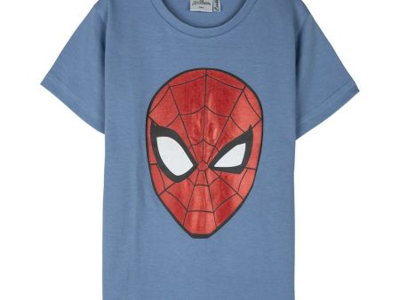 Child s Short Sleeve T-Shirt Spider-Man Blue Discount