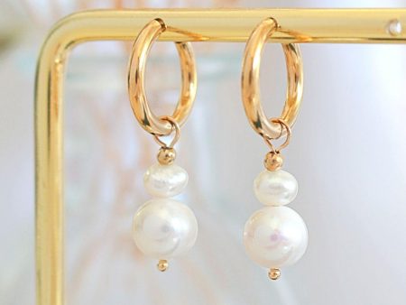 24 Karats Freshwater Pearls Baroque Dangle Hoops Cheap