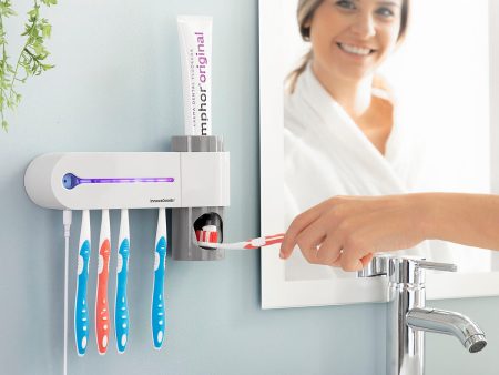 UV Toothbrush Steriliser with Stand and Toothpaste Dispenser Smiluv InnovaGoods Online Hot Sale