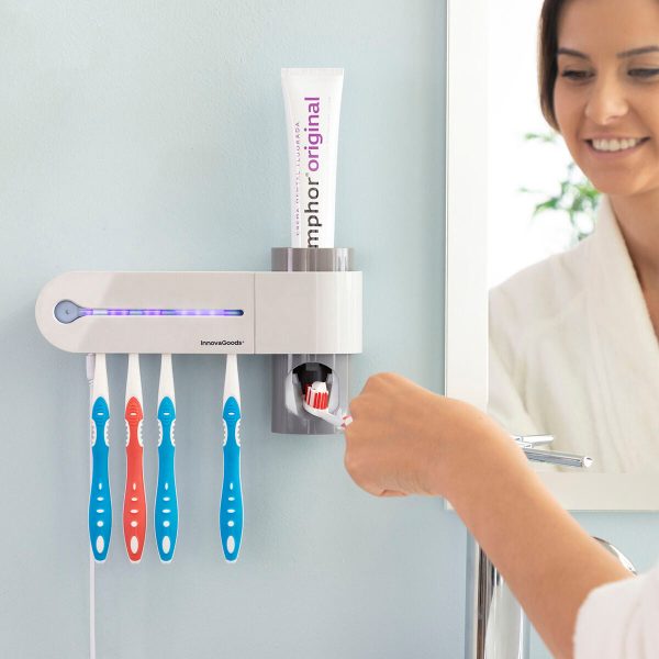 UV Toothbrush Steriliser with Stand and Toothpaste Dispenser Smiluv InnovaGoods Online Hot Sale