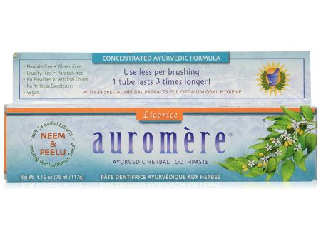 AUROMERE - Ayurvedic Herbal Toothpaste Licorice - 4.16 oz. (75 ml 117 g) Online Hot Sale