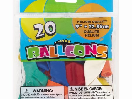 UNIQUE - 9  Assorted Latex Balloons - 20 Ballons Supply