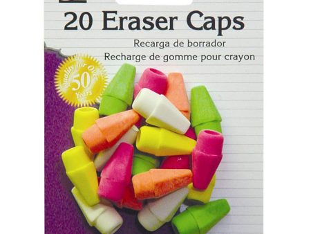 CHARLES LEONARD - Eraser Caps Assorted Neon Colors - 20 Count Fashion