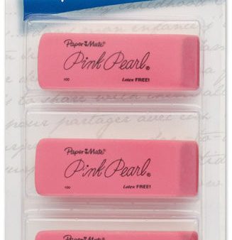 PAPER MATE - Pink Pearl Eraser Medium - 3 Pack Supply