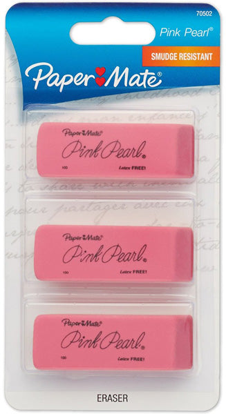 PAPER MATE - Pink Pearl Eraser Medium - 3 Pack Supply